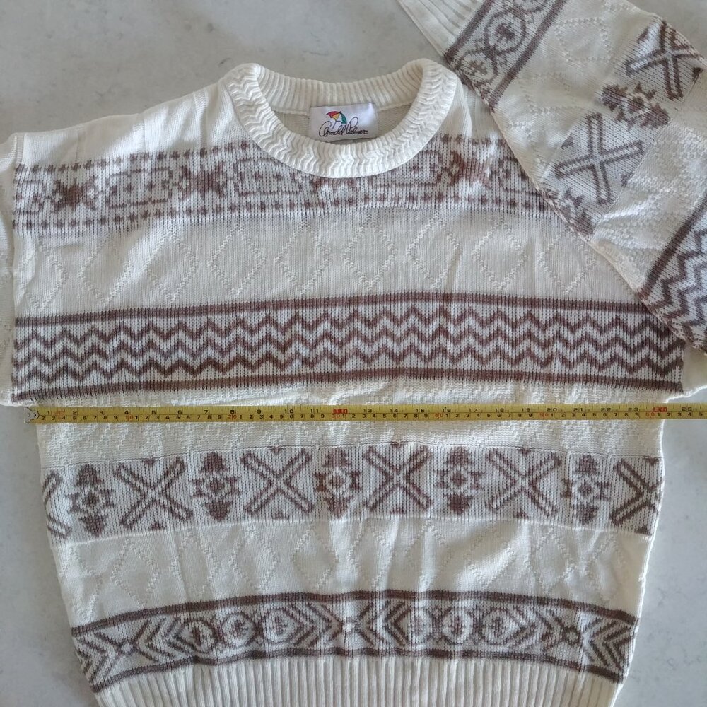 Vintage made in Canada Arnold Palmer cream brown sweater approx XL Men - Picture 16 of 16